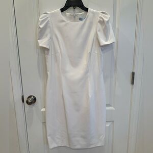 AM puffed sleeves white dress
